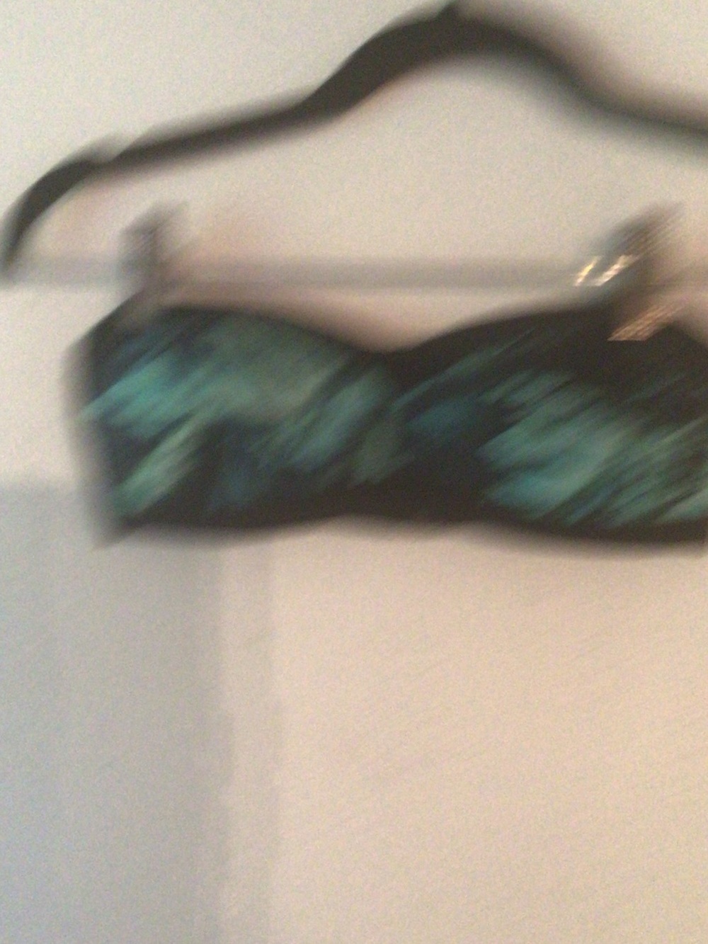 Athleta Black Bikini Top with Teal Print